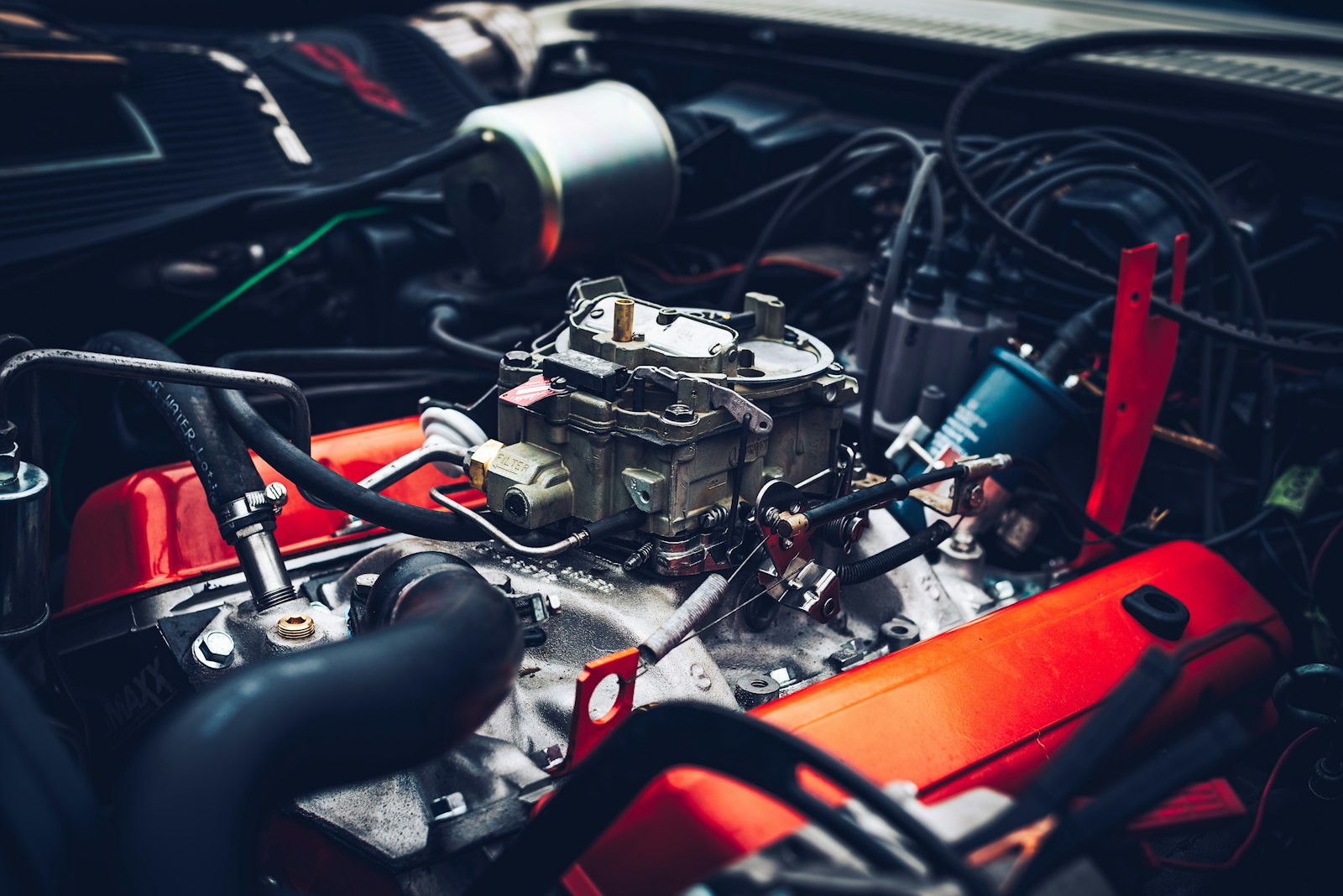 car engine bay close up